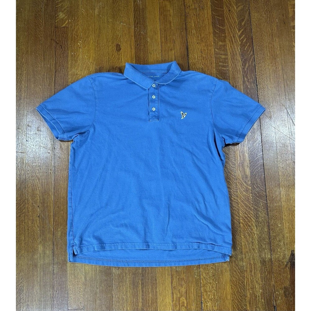 American Eagle Outfitters Mens XL Polo Shirt Blue Logo Y2K